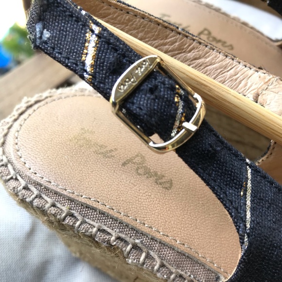 TONI PONS Striped Back Strap Cotton Canvas Open Toe Wedge Espadrilles CALPE 9.5 - Picture 8 of 13